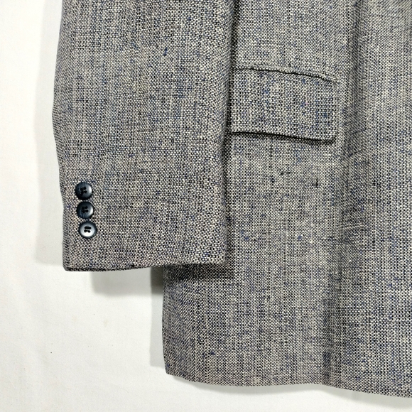 Vintage Palo Savino Silk Blazer Men L 46 Gray Tweed Grandpa Core Academia 90s - Picture 4 of 13